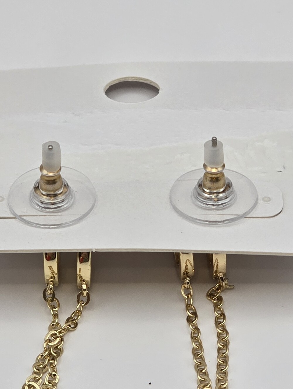 Sugarfix By Baublebar Gold Rhinestone Double Hoop Chain Dangle Huggie Earrings - Picture 4 of 5